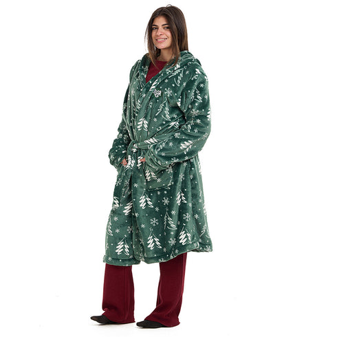 Snuggs Blanket Robe Green Tree Christmas